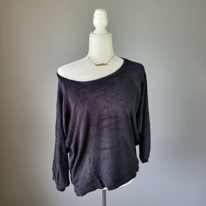 MIKOH // black terry cloth off the shoulder pullover style top